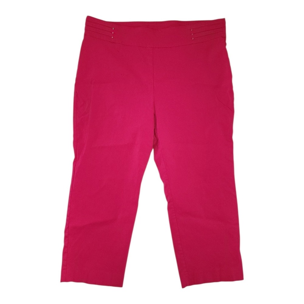 JM Collection Pants Womens Size XL Pink Crop Stretch Casual Barbie Comfort